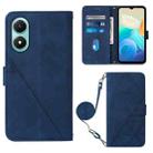 For vivo Y02s Crossbody 3D Embossed Flip Leather Phone Case(Blue) - 1