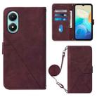 For vivo Y02s Crossbody 3D Embossed Flip Leather Phone Case(Wine Red) - 1