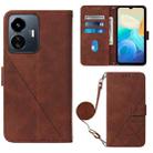 For vivo Y77 5G Crossbody 3D Embossed Flip Leather Phone Case(Brown) - 1