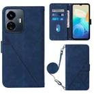 For vivo Y77 5G Crossbody 3D Embossed Flip Leather Phone Case(Blue) - 1