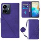 For vivo Y77 5G Crossbody 3D Embossed Flip Leather Phone Case(Purple) - 1