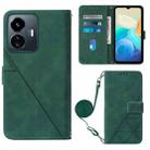 For vivo Y77 5G Crossbody 3D Embossed Flip Leather Phone Case(Dark Green) - 1