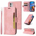 For Motorola Moto E32 BETOPNICE Dual-side Buckle Leather Phone Case(Pink) - 1