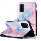 For Galaxy A51 Painted Pattern Horizontal Flip Leather Case with Holder & Card Slots & Wallet(Pink Blue Marble) - 1