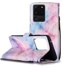 For Galaxy S20 Ultra Painted Pattern Horizontal Flip Leather Case with Holder & Card Slots & Wallet(Pink Blue Marble) - 1