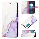 For Motorola Edge 30 PT003 Marble Pattern Flip Leather Phone Case(White Purple) - 1