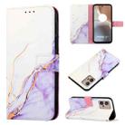 For Motorola Moto G32 PT003 Marble Pattern Flip Leather Phone Case(White Purple) - 1