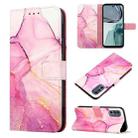 For Motorola Moto G62 5G PT003 Marble Pattern Flip Leather Phone Case(Pink Purple) - 1