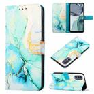 For Motorola Moto G62 5G PT003 Marble Pattern Flip Leather Phone Case(Green) - 1