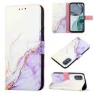 For Motorola Moto G62 5G PT003 Marble Pattern Flip Leather Phone Case(White Purple) - 1