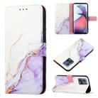 For Motorola Moto S30 Pro 5G PT003 Marble Pattern Flip Leather Phone Case(White Purple) - 1