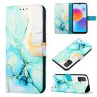 For ZTE Blade A52 PT003 Marble Pattern Flip Leather Phone Case(Green) - 1