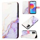 For ZTE Blade A52 PT003 Marble Pattern Flip Leather Phone Case(White Purple) - 1