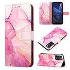 For ZTE Blade A72 PT003 Marble Pattern Flip Leather Phone Case(Pink Purple) - 1