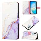 For Infinix Hot 12i X665 PT003 Marble Pattern Flip Leather Phone Case(White Purple) - 1