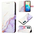 For vivo Y02s PT003 Marble Pattern Flip Leather Phone Case(White Purple) - 1