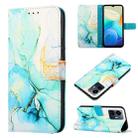 For vivo Y77 5G PT003 Marble Pattern Flip Leather Phone Case(Green) - 1