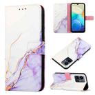 For vivo Y77 5G PT003 Marble Pattern Flip Leather Phone Case(White Purple) - 1