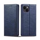 For iPhone 14 LC.IMEEKE RFID Anti-theft Leather Phone Case(Blue) - 1