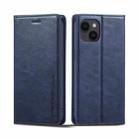 For iPhone 14 Plus LC.IMEEKE RFID Anti-theft Leather Phone Case(Blue) - 1