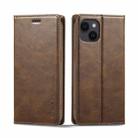 For iPhone 14 Plus LC.IMEEKE RFID Anti-theft Leather Phone Case(Brown) - 1