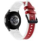 For Samsung Galaxy Watch4 / 5 / 5 Pro Silicone Pasted Leather Watch Band(White+Red) - 1