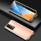 For Huawei P40 Shockproof Double-sided Tempered Glass Magnetic Attraction Case with Camera Lens Protector Cover(Gold) - 1