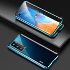 For Huawei P40 Shockproof Double-sided Tempered Glass Magnetic Attraction Case with Camera Lens Protector Cover(Blue) - 1