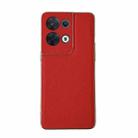 For OPPO Reno8 Genuine Leather Luolai Series Nano Plating Phone Case(Red) - 1