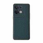 For OPPO Reno8 Genuine Leather Luolai Series Nano Plating Phone Case(Dark Green) - 1