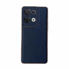 For OPPO Reno8 Genuine Leather Luolai Series Nano Plating Phone Case(Dark Blue) - 1