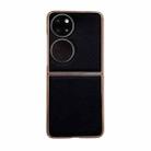 For Huawei P50 Pocket Genuine Leather Luolai Series Nano Plating Phone Case(Black) - 1