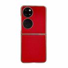 For Huawei P50 Pocket Genuine Leather Luolai Series Nano Plating Phone Case(Red) - 1