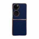 For Huawei P50 Pocket Genuine Leather Luolai Series Nano Plating Phone Case(Dark Blue) - 1