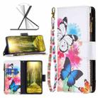 For vivo Y35/Y22 Colored Drawing Pattern Zipper Phone Leather Case(Two Butterflies) - 1