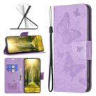 For vivo Y35/Y22 Two Butterflies Embossing Leather Phone Case(Purple) - 1
