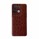 For OPPO Reno8 Pro Genuine Leather Ostrich Texture Nano Plating Phone Case(Coffee) - 1