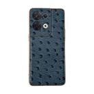 For OPPO Reno8 Pro Genuine Leather Ostrich Texture Nano Plating Phone Case(Blue) - 1