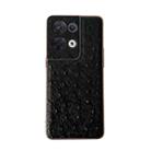 For OPPO Reno8 Pro Genuine Leather Ostrich Texture Nano Plating Phone Case(Black) - 1