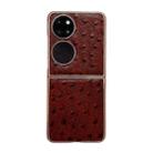 For Huawei P50 Pocket Genuine Leather Ostrich Texture Nano Plating Phone Case(Coffee) - 1