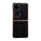 For Huawei P50 Pocket Genuine Leather Ostrich Texture Nano Plating Phone Case(Black) - 1