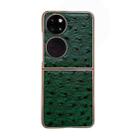 For Huawei P50 Pocket Genuine Leather Ostrich Texture Nano Plating Phone Case(Green) - 1