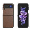 For Samsung Galaxy Z Flip4 Cross Texture Genuine Leather + TPU Phone Case(Brown) - 1