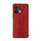 For OPPO Reno8 Genuine Leather Weilai Series Nano Plating Phone Case(Red) - 1