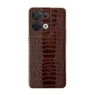 For OPPO Reno8 Genuine Leather Weilai Series Nano Plating Phone Case(Coffee) - 1