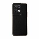 For OPPO Reno8 Genuine Leather Xiaoya Series Nano Plating Phone Case(Black) - 1