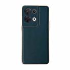 For OPPO Reno8 Genuine Leather Xiaoya Series Nano Plating Phone Case(Dark Green) - 1