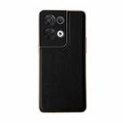 For OPPO Reno8 Pro Genuine Leather Xiaoya Series Nano Plating Phone Case(Black) - 1