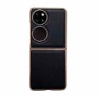 For Huawei P50 Pocket Genuine Leather Xiaoya Series Nano Plating Phone Case(Black) - 1
