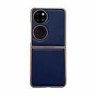 For Huawei P50 Pocket Genuine Leather Xiaoya Series Nano Plating Phone Case(Blue) - 1
